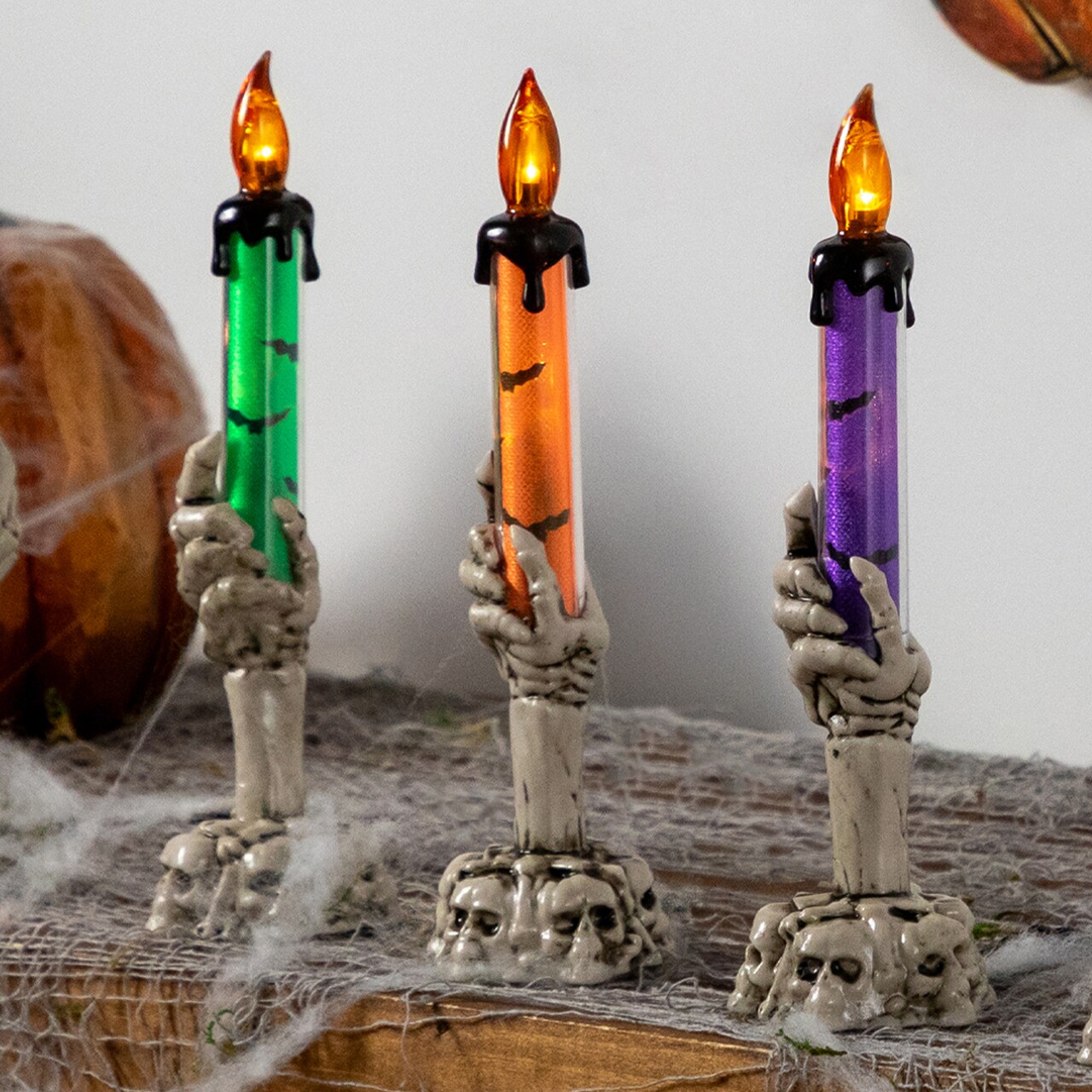 Northlight LED Skeleton Hand Halloween Candles - 8.25" - Set of 3